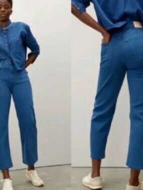 NEW‎ Everlane The Way-High Straight Jean in Lapis Blue Ankle Pant Size 28 Tall